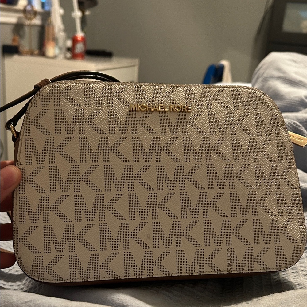 Michael Kors Beige and Brown Crossbody Bag